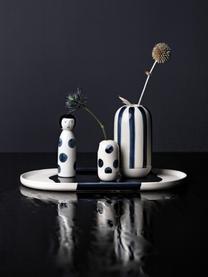 Vaso di design in gres Contrast, Gres con smalto, Bianco, blu, Ø 4 x Alt. 7 cm
