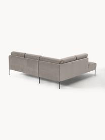 Samt-Ecksofa Fluente, Bezug: Samt (Hochwertiger Polyes, Gestell: Massives Kiefernholz, Samt Greige, B 221 x T 200 cm, Eckteil links