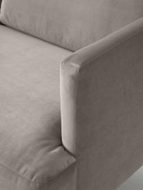 Canapé d'angle en velours Fluente, Velours grège, larg. 221 x prof. 200 cm, méridienne à gauche