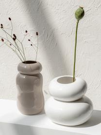 Handgefertigte Design-Vase Pebbles, Steingut, Weiss, Ø 24 x H 22 cm