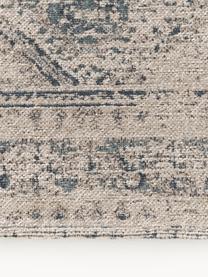 Tapis en chenille vintage Mahdi, 66 % polyester, 34 % laine (certifiée RWS), Bleu, beige, larg. 120 x long. 180 cm