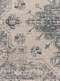 Tapis en chenille vintage Mahdi, 66 % polyester, 34 % laine (certifiée RWS), Bleu, beige, larg. 120 x long. 180 cm