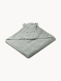Toalla de bebé Augusta, 100% algodón, Gris claro, motivo de hipopótamo, An 100 x L 100 cm