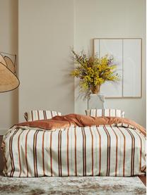 Pruhovaná posteľná bielizeň z bavlneného saténu Merly, Oranžová, béžová