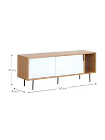 Credenza con ante scorrevoli  Danny, Superficie: con finitura in legno di , Gambe: metallo verniciato, Bianco, marrone, nero, Larg. 165 x Alt. 65 cm