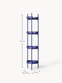 Scaffale slim in metallo Taru, Metallo verniciato a polvere, Blu elettrico opaco, Larg. 32 x Alt. 142 cm