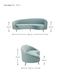 Canapé haricot 3 places velours Gatsby, Velours turquoise, larg. 245 x prof. 102 cm