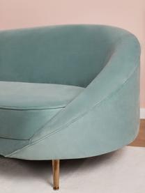 Fluwelen bank Gatsby (3-zits) in turquoise, Bekleding: fluweel (polyester), Frame: massief eucalyptushout, Poten: gegalvaniseerd metaal, Fluweel turquoise, B 245 x D 102 cm