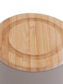 Barattolo Stak, in diverse dimensioni, Contenitore: ceramica, Coperchio: legno di bambù, Grigio pietra, bambù, Ø 10 x Alt. 13 cm