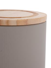 Barattolo Stak, in diverse dimensioni, Contenitore: ceramica, Coperchio: legno di bambù, Grigio pietra, bambù, Ø 10 x Alt. 13 cm