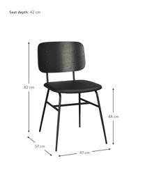 Silla de madera con asiento tapizado Brent, Asiento: cuero sintético (poliuret, Estructura: metal, pintado, Negro mate, An 47 x F 57 cm