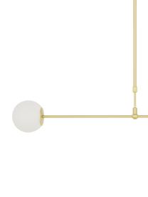 Hanglamp Moon, Baldakijn en fitting: geborsteld messingkleurig. Lampenkappen: wit. Snoer: zwart, B 114 x D 15 cm