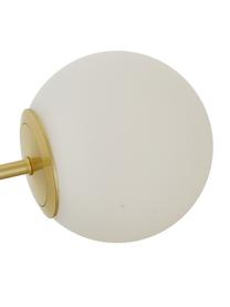 Hanglamp Moon, Baldakijn en fitting: geborsteld messingkleurig. Lampenkappen: wit. Snoer: zwart, B 114 x D 15 cm