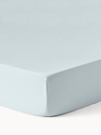 Lenzuolo con angoli topper in raso di cotone Comfort, Azzurro, Larg. 90 x Lung. 200 cm, Alt. 15 cm