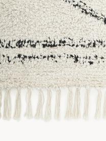 Handgetufteter Baumwollteppich Asisa mit Zickzack-Muster und Fransen, 100% Baumwolle, Hellbeige, Schwarz, B 200 x L 300 cm (Größe L)