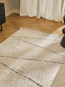 Tapis avec franges tufté main motif zigzag Asisa, 100 % coton, Beige, noir, larg. 200 x long. 300 cm (taille L)