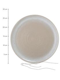 Speiseteller Taupe mit handgefertigter Sprenkelglasur, 2 Stück, Steingut, Grau, Ø 27 cm