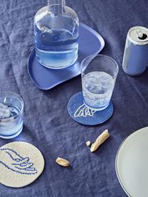 Posavasos de abalorios de vidrio Touch, 2 uds., Abalorios de vidrio, Azul, blanco crema, Ø 10 cm