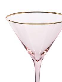 Martinigläser Chloe in Rosa mit Goldrand, 4 Stück, Glas, Pfirsich, Ø 12 x H 19 cm