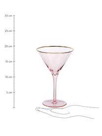 Růžová sklenice na Martini se zlatým okrajem Chloe , 4 ks, Sklo, Broskvová, Ø 12 cm, V 19 cm