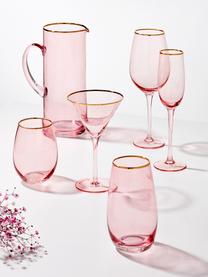 Verre à martini rose avec bord doré Chloe, 4 pièces, Verre, Pêche, Ø 12 x haut. 19 cm