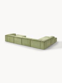 Sofá rinconera modular de pana Lennon, Tapizado: pana (92% poliéster, 8% p, Estructura: madera de pino maciza, ma, Patas: plástico Este producto es, Pana verde oscuro, An 418 x F 269 cm, chaise longue izquierda