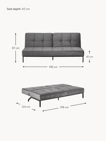 Sofa rozkładana z aksamitu Perugia (3-osobowa), Tapicerka: poliester Dzięki tkaninie, Nogi: metal lakierowany, Aksamitny ciemny szary, S 198 x G 95 cm