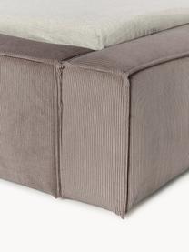 Polsterbett Lennon aus Cord, Bezug: Cord (98% Polyester, 2% P, Gestell: Massives Kiefernholz, Sch, Füße: Holz, Kunststoff Dieses P, Cord Taupe, B 208 x L 243 cm (Liegefläche 140 x 200 cm)