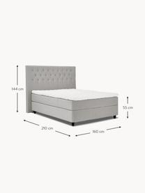 Letto boxspring premium in velluto Phoebe, Materasso: nucleo a 5 zone di molle , Piedini: legno massiccio di betull, Velluto grigio, Larg. 200 x lung. 200 cm, grado di durezza H3