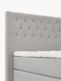 Premium Samt-Boxspringbett Phoebe, Matratze: 5-Zonen-Taschenfederkern, Samt Grau, B 200 x L 200 cm, Härtegrad H3