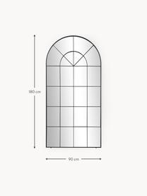 Leunende spiegel Clarita in vensterlook, Lijst: gepoedercoat metaal, Zwart, B 90 x H 180 cm