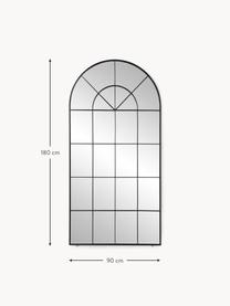 Anlehnspiegel Clarita in Fensteroptik, Rahmen: Metall, pulverbeschichtet, Rückseite: Mitteldichte Holzfaserpla, Spiegelfläche: Spiegelglas, Schwarz, B 90 x H 180 cm