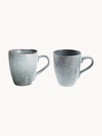 Tazas artesanales Nordic Sea, 250 ml, 6 uds., Gres, Gris azulado jaspeado, Ø 8 x Al 10 cm, 250 ml