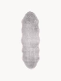 Tapis en fourrure synthétique lisse Mathilde, Gris clair, larg. 60 x long. 180 cm