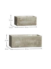 Grote rechthoekige plantenset Siri, 2-delig, Beton, Grijs, Set met verschillende formaten