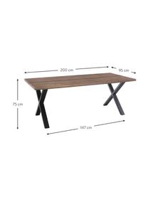 Eettafel Montpellier met massief houten blad, 200 x 95 cm, Tafelblad: massief geolied eikenhout, Poten: gepoedercoat staal, Geolied eikenhout, B 200 x D 95 cm