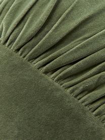 Cojín de terciopelo con volantes Vada, con relleno, Funda: 100% terciopelo de algodó, Verde oliva, An 50 x L 50 cm