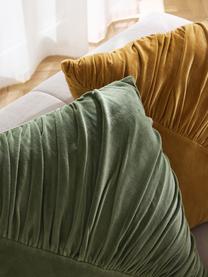 Cuscino in velluto con balze Vada, Verde oliva, Larg. 50 x Lung. 50 cm
