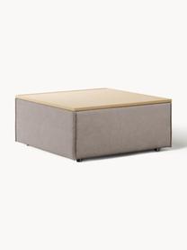 Sofa-Hocker Lennon mit Stauraum, Bezug: 100 % Polyester Der strap, Tablett: Eichenholz, Spannplatte m, Gestell: Spanplatte, mitteldichte , Webstoff Taupe, helles Eichenholz, B 88 x T 88 cm