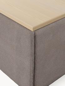 Sofa-Hocker Lennon mit Stauraum, Bezug: 100 % Polyester Der strap, Tablett: Eichenholz, Spannplatte m, Gestell: Spanplatte, mitteldichte , Webstoff Taupe, helles Eichenholz, B 88 x T 88 cm