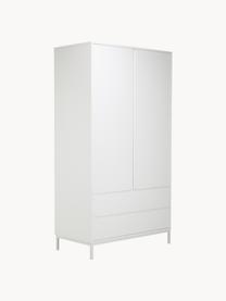 Kledingkast Ikaro in wit, 2 deuren, Frame: gelakt MDF, Poten: gepoedercoat metaal, Wit, B 110 x H 200 cm