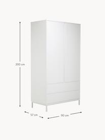 Kleiderschrank Ikaro, 2-türig, Korpus: Mitteldichte Holzfaserpla, Einlegeböden: Spannplatte, melaminbesch, Weiss, B 110 x H 200 cm