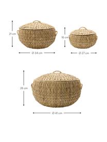 Set de cestas Rata, 3 uds., Cesta: jacintos de agua, Estructura: alambre de acero, Marrón, Set de diferentes tamaños