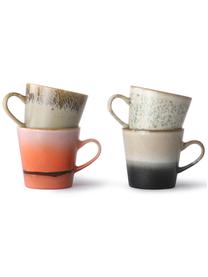 Set de tazas artesanales pequeñas 70's, 4 uds., estilo retro, Gres, Multicolor, Ø 9 x Al 8 cm, 260 ml