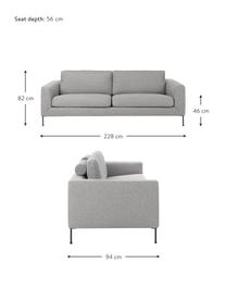 Sofá Cucita (3 plazas), Tapizado: tejido (100% poliéster) A, Estructura: madera de pino maciza con, Patas: metal pintado, Tejido gris, An 228 x F 94 cm