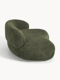 Bank Alba (2-zits) uit teddy-bouclé, Bekleding: 100% polyester Met 100.00, Frame: massief sparrenhout, gren, Poten: kunststof Dit product is , Teddy-bouclé donkergroen, B 185 x D 114 cm, rugleuning links