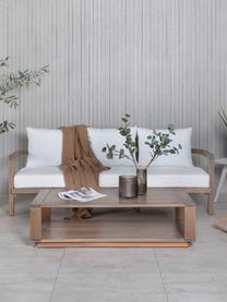 Canapé de jardin 3 places en bois d'acacia Erica, Tissu blanc crème, bois d'acacia, larg. 180 x haut. 60 cm