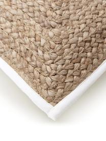 Housse de coussin rectangulaire en jute Justina, Beige, blanc, larg. 30 x long. 50 cm