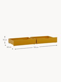 Cassetti letto Eco Comfort 2 pz, Pannello di fibra a media densità (MDF) certificato FSC, Legno laccato giallo ocra, Larg. 153 x Prof. 60 cm