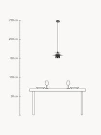 Kleine hanglamp Brenda, Lampenkap: gelakt metaal, Decoratie: metaal, Zwart, zilverkleurig, wit, Ø 32 x H 19 cm